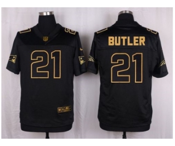 Nike New England Patriots #21 Malcolm Butler Black Pro Line Gold Collection Jersey[Elite]