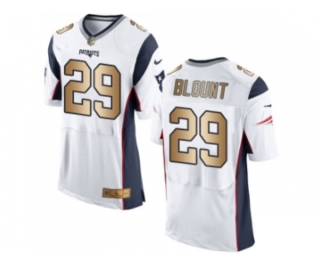 Nike New England Patriots #29 LeGarrette Blount White Men's Stitched NFL New Elite Gold Jersey