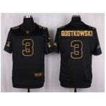 Nike New England Patriots #3 Stephen Gostkowski Black Pro Line Gold Collection Jersey(Elite)