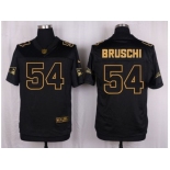 Nike New England Patriots #54 Tedy Bruschi Black Pro Line Gold Collection Jersey[Elite]