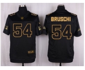 Nike New England Patriots #54 Tedy Bruschi Black Pro Line Gold Collection Jersey[Elite]