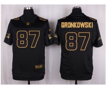 Nike New England Patriots #87 Rob Gronkowski Black Pro Line Gold Collection Jersey([Elite]