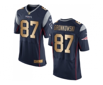 Nike New England Patriots #87 Rob Gronkowski Navy Blue Team Color Men's Stitched NFL New Elite Gold Jersey