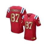 Nike New England Patriots #87 Rob Gronkowski Red Alternate Men's Stitched NFL Elite Gold Jersey