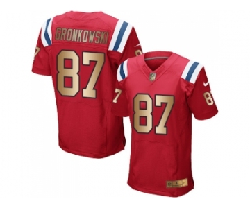 Nike New England Patriots #87 Rob Gronkowski Red Alternate Men's Stitched NFL Elite Gold Jersey