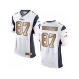 Nike New England Patriots #87 Rob Gronkowski White Men's Stitched NFL New Elite Gold Jersey