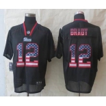 nike nfl jerseys new england patriots #12 brady black[Elite USA flag fashion]