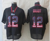 nike nfl jerseys new england patriots #12 brady black[Elite USA flag fashion]