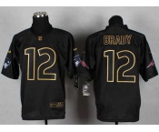 nike nfl jerseys new england patriots #12 brady black[Elite gold lettering fashion]