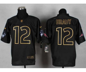 nike nfl jerseys new england patriots #12 brady black[Elite gold lettering fashion]