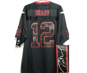 nike nfl jerseys new england patriots #12 tom brady black[Elite lights out signature]