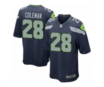 Men Nike Seattle Seahawks #28 Justin Coleman Game Navy Blue Team Color NFL Jersey