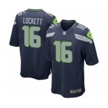 Men's Nike Seattle Seahawks #16 Tyler Lockett Game Steel Blue Team Color NFL Jersey