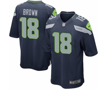 Men's Nike Seattle Seahawks #18 Jaron Brown Game Navy Blue Team Color NFL Jersey