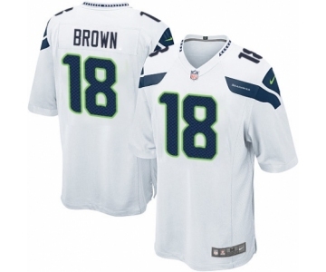 Men's Nike Seattle Seahawks #18 Jaron Brown Game White NFL Jersey