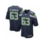 Men's Nike Seattle Seahawks #63 Mark Glowinski Game Steel Blue Team Color NFL Jersey