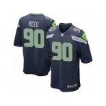 Men's Nike Seattle Seahawks #90 Jarran Reed Game Steel Blue Team Color NFL Jersey