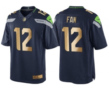 Nike Seattle Seahawks #12 12th Fan 2016 Christmas Navy Golden Men's NFL Game Special Edition Jersey