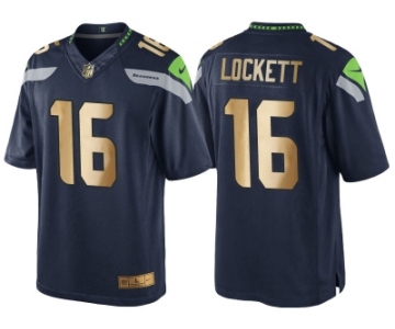 Nike Seattle Seahawks #16 Tyler Lockett 2016 Christmas Navy Golden Men's NFL Game Special Edition Jersey