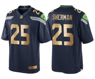 Nike Seattle Seahawks #25 Richard Sherman 2016 Christmas Navy Golden Men's NFL Game Special Edition Jersey