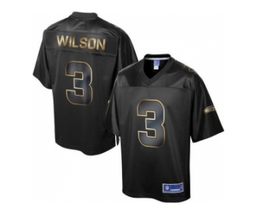 Nike Seattle Seahawks #3 Russell Wilson Pro Line Black Gold Collection Jersey[Game]