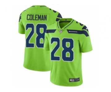 Men Nike Seattle Seahawks #28 Justin Coleman Elite Green Rush Vapor Untouchable NFL Jersey