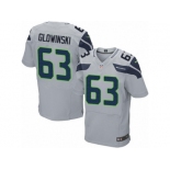 Men's Nike Seattle Seahawks #63 Mark Glowinski Elite Grey Alternate NFL Jersey