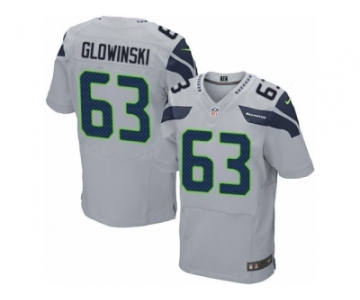 Men's Nike Seattle Seahawks #63 Mark Glowinski Elite Grey Alternate NFL Jersey