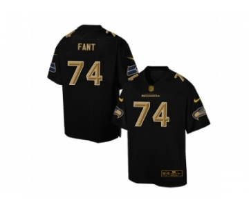 Men's Nike Seattle Seahawks #74 George Fant Elite Black Pro Line Gold Collection NFL Jersey