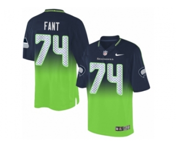 Men's Nike Seattle Seahawks #74 George Fant Elite Navy Green Fadeaway NFL Jersey