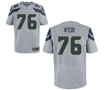 Men's Nike Seattle Seahawks #76 Germain Ifedi Elite Grey NFL Jersey