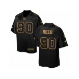 Men's Nike Seattle Seahawks #90 Jarran Reed Elite Black Pro Line Gold Collection NFL Jersey