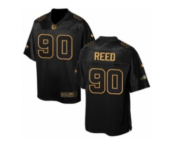 Men's Nike Seattle Seahawks #90 Jarran Reed Elite Black Pro Line Gold Collection NFL Jersey