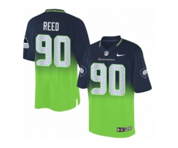 Men's Nike Seattle Seahawks #90 Jarran Reed Elite Navy Green Fadeaway NFL Jersey