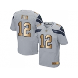 Nike Seattle Seahawks #12 Fan Grey Alternate Men's Stitched NFL Elite Gold Jersey