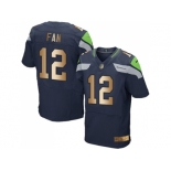 Nike Seattle Seahawks #12 Fan Steel Blue Team Color Men's Stitched NFL Elite Gold Jersey