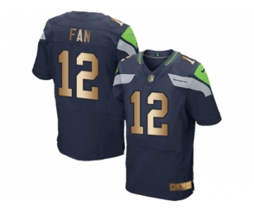 Nike Seattle Seahawks #12 Fan Steel Blue Team Color Men's Stitched NFL Elite Gold Jersey