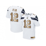 Nike Seattle Seahawks #12 Fan White Men's Stitched NFL Elite Gold Jersey