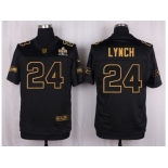 Nike Seattle Seahawks #24 Marshawn Lynch Black Pro Line Gold Collection Jersey[Elite]