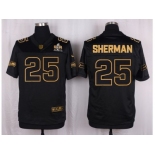 Nike Seattle Seahawks #25 Richard Sherman Black Pro Line Gold Collection Jersey[Elite]