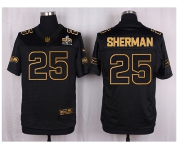 Nike Seattle Seahawks #25 Richard Sherman Black Pro Line Gold Collection Jersey[Elite]