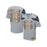 Nike Seattle Seahawks #25 Richard Sherman Grey Alternate Men's Stitched NFL Elite Gold Jersey