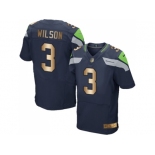 Nike Seattle Seahawks #3 Russell Wilson Steel Blue Team Color Men's Stitched NFL Elite Gold Jersey