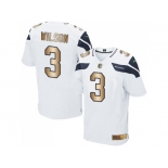 Nike Seattle Seahawks #3 Russell Wilson White Men's Stitched NFL Elite Gold Jersey