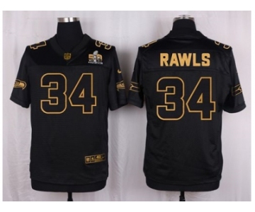 Nike Seattle Seahawks #34 Thomas Rawls Black Pro Line Gold Collection Jersey[Elite]