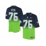 Nike Seattle Seahawks #76 Germain Ifedi Steel Blue-Green Men's Stitched NFL Elite Fadeaway Fashion Jersey