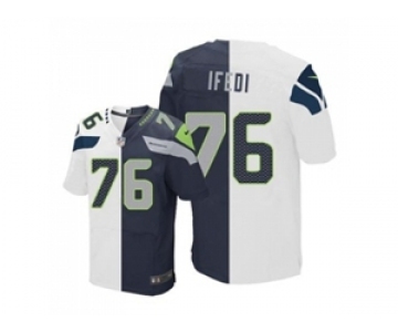 Nike Seattle Seahawks #76 Germain Ifedi White Steel Blue Men's Stitched NFL Elite Split Jersey