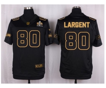 Nike Seattle Seahawks #80 Steve Largent Black Pro Line Gold Collection Jersey[Elite]