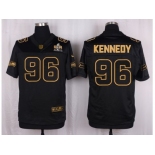 Nike Seattle Seahawks #96 Cortez Kennedy Black Pro Line Gold Collection Jersey[Elite]