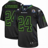 nike nfl jerseys seattle seahawks #24 marshawn lynch black[Elite lights out 50th Patch]